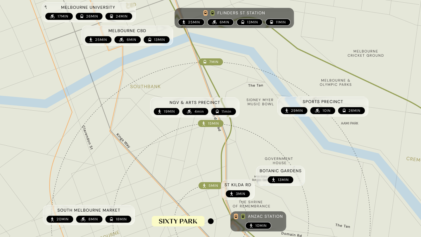 Map showing Sixty Park and surrounding locations